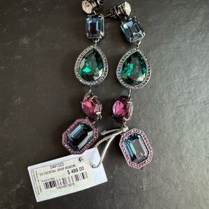 Atelier Swarovski Green and Purple Drop Earrings